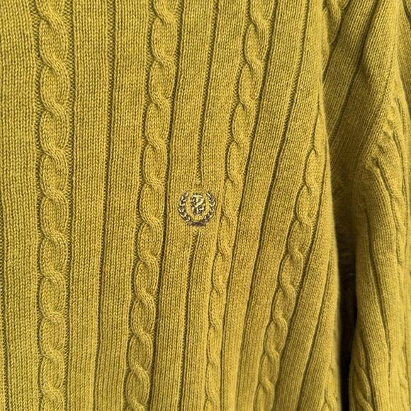 Izod Lime Green Cable Knit Crew Neck Sweater Size XL - Picture 3 of 5